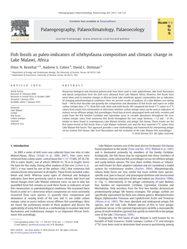 Fish Fossils As Paleo-Indicators of Ichthyofauna Composition and Climatic Change in Lake Malawi, Africa