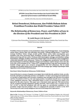 JPPUMA: Jurnal Ilmu Pemerintahan Dan Sosial Politik UMA, 6 (1) (2018): 94-103