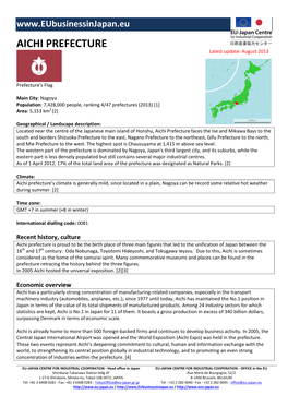 AICHI PREFECTURE Latest Update: August 2013