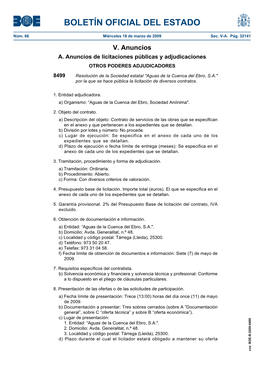 Anuncio Del BOE Núm 66 De Miércoles 18 De Marzo De 2009