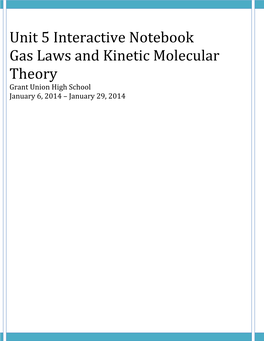 Unit 5 Interactive Notebook Gas Laws and Kinetic Molecular Theory Grant Union High School January 6, 2014 – January 29, 2014