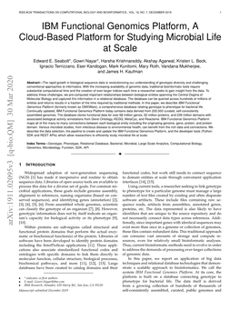 IBM Functional Genomics Platform, a Cloud-Based Platform for Studying Microbial Life at Scale