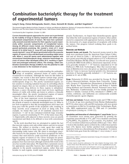 Combination Bacteriolytic Therapy for the Treatment of Experimental Tumors