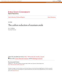 The Carbon Reduction of Uranium Oxide" (1964)