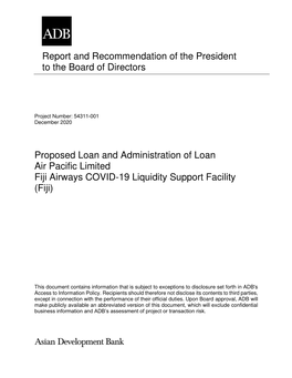 Fiji Airways COVID-19 Liquidity Support Facility (Fiji)