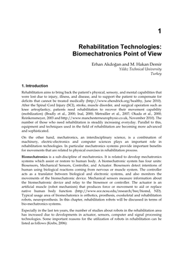 Rehabilitation Technologies: Biomechatronics Point of View