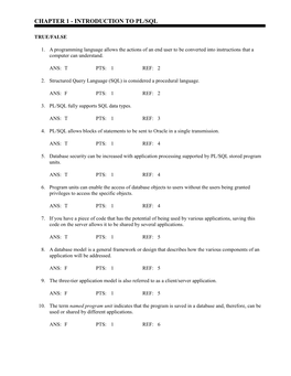 Chapter 1 - Introduction to Pl/Sql