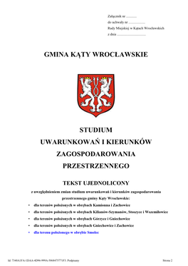 Gmina Kąty Wrocławskie Studium Uwarunkowań I