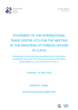 Itc) for the Meeting of the Ministers of Foreign Affairs of Lldcs