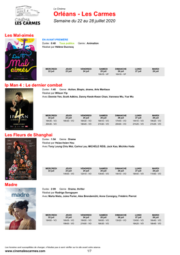 Orléans - Les Carmes Semaine Du 22 Au 28 Juillet 2020