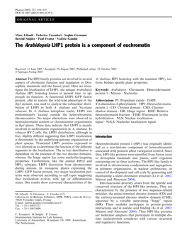 The Arabidopsis LHP1 Protein Is a Component of Euchromatin