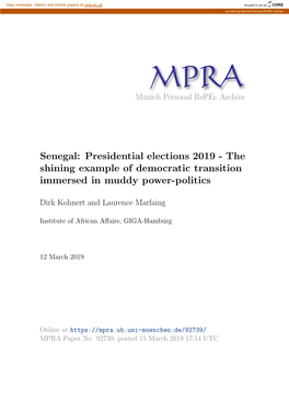 Senegal: Presidential Elections 2019 - the Shining Example of Democratic Transition Immersed in Muddy Power-Politics