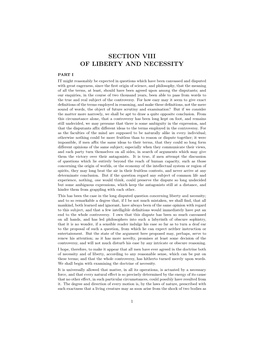Section Viii of Liberty and Necessity