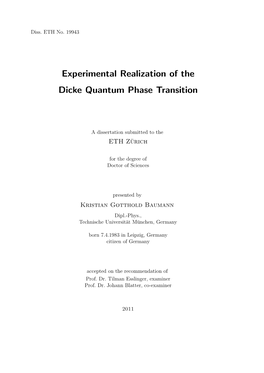 Experimentally Exploring the Dicke Phase Transition