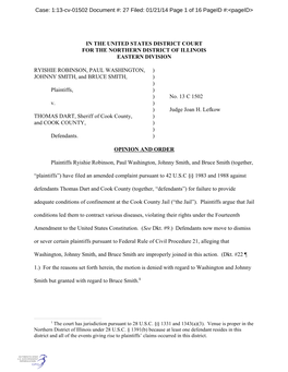 G:\GLEFKOW\Mot Bifurcate\13-C-1502 Robinson V. Dart.Opinion and Order.FINAL.Wpd