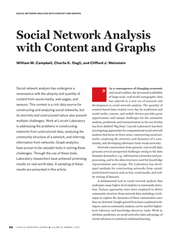 Social Network Analysis with Content and Graphs