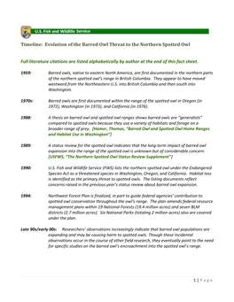 Evolution of the Barred Owl Threat to the Northern Spotted Owl