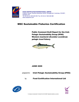 MSC Sustainable Fisheries Certification