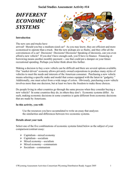 Different Economic Systems Assessment