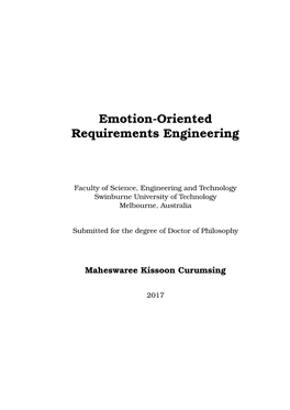 Emotion-Oriented Requirements Engineering