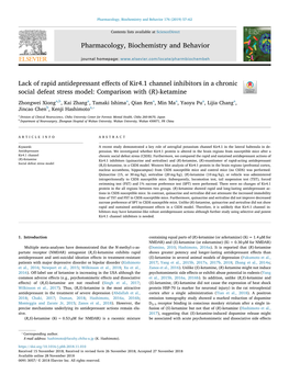 Lack of Rapid Antidepressant Effects of Kir4.1 Channel Inhibitors in A