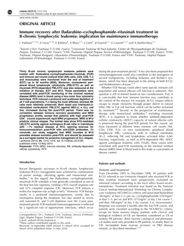 Immune Recovery After Fludarabine–Cyclophosphamide