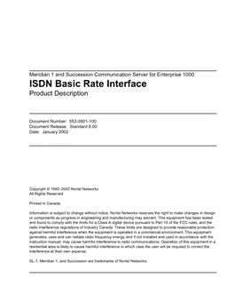 ISDN Basic Rate Interface Product Description