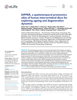 DIPPER, a Spatiotemporal Proteomics Atlas of Human Intervertebral Discs