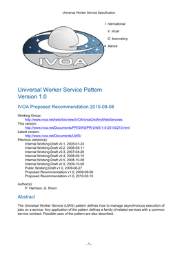 Universal Worker Service Pattern Version 1.0