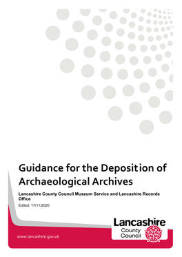Guidance for the Deposition of Archaeological Archives
