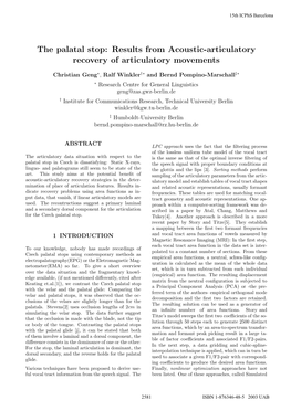 The Palatal Stop: Results from Acoustic-Articulatory Recovery of Articulatory Movements