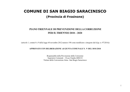 COMUNE DI SAN BIAGIO SARACINISCO (Provincia Di Frosinone)