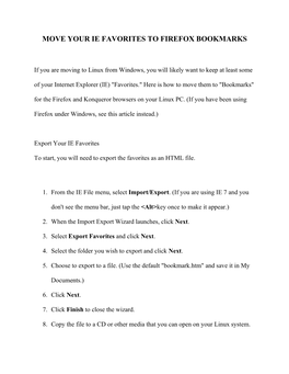 Move Your Ie Favorites to Firefox Bookmarks