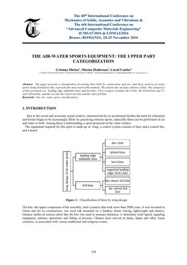 The Air-Water Sports Equipment: the Upper Part Categorization