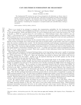 Can Deuterium Formation Be Measured?