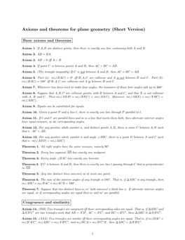 Axioms and Theorems for Plane Geometry (Short Version)