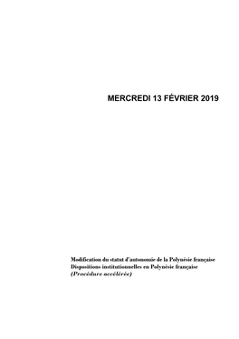 Mercredi 13 Février 2019