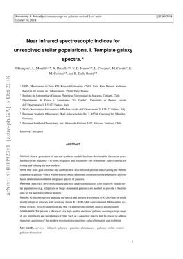 Near Infrared Spectroscopic Indices for Unresolved Stellar Populations. I. Template Galaxy Spectra.?