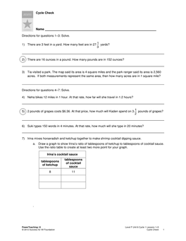 Cycle Check Name Directions for Questions