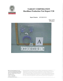 TARGET CORPORATION Hardlines Production Test Report V28 BUREAU VERITAS