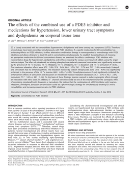 The Effects of the Combined Use of a PDE5 Inhibitor and Medications for Hypertension, Lower Urinary Tract Symptoms and Dyslipidemia on Corporal Tissue Tone