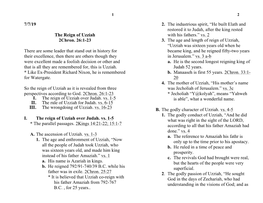 7/7/19 the Reign of Uzziah 2Chron. 26:1-23 There Are Some Leader That