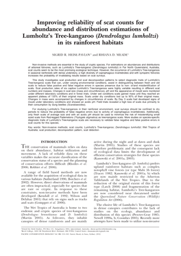 Improving Reliability of Scat Counts for Abundance and Distribution Estimations of Lumholtz’S Tree-Kangaroo (Dendrolagus Lumholtzi) in Its Rainforest Habitats