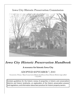 Iowa City Historic Preservation Handbook