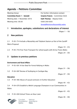 (Public Pack)Agenda Document for Petitions Committee, 01/11/2016 09