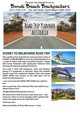 Sydney to Melbourne Road Trip