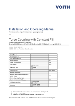 Installation and Operating Manual