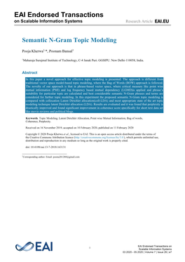 Semantic N-Gram Topic Modeling