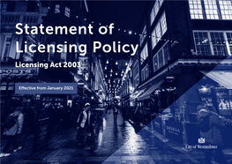 Statement of Licensing Policy Licensing Act 2003