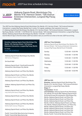 JEEP Bus Time Schedule & Line Route